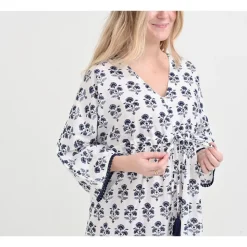 Agra Bloom Indigo Long Caftan Coverup