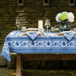 Bohemian Floral Azure Blue & Aqua Tablecloth