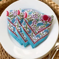 Bohemian floral printed cotton napkins