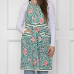 Butterfly Garden Aqua & Rose Apron