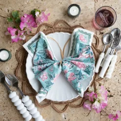 Butterfly Garden Aqua & Rose Napkin | Set of 4