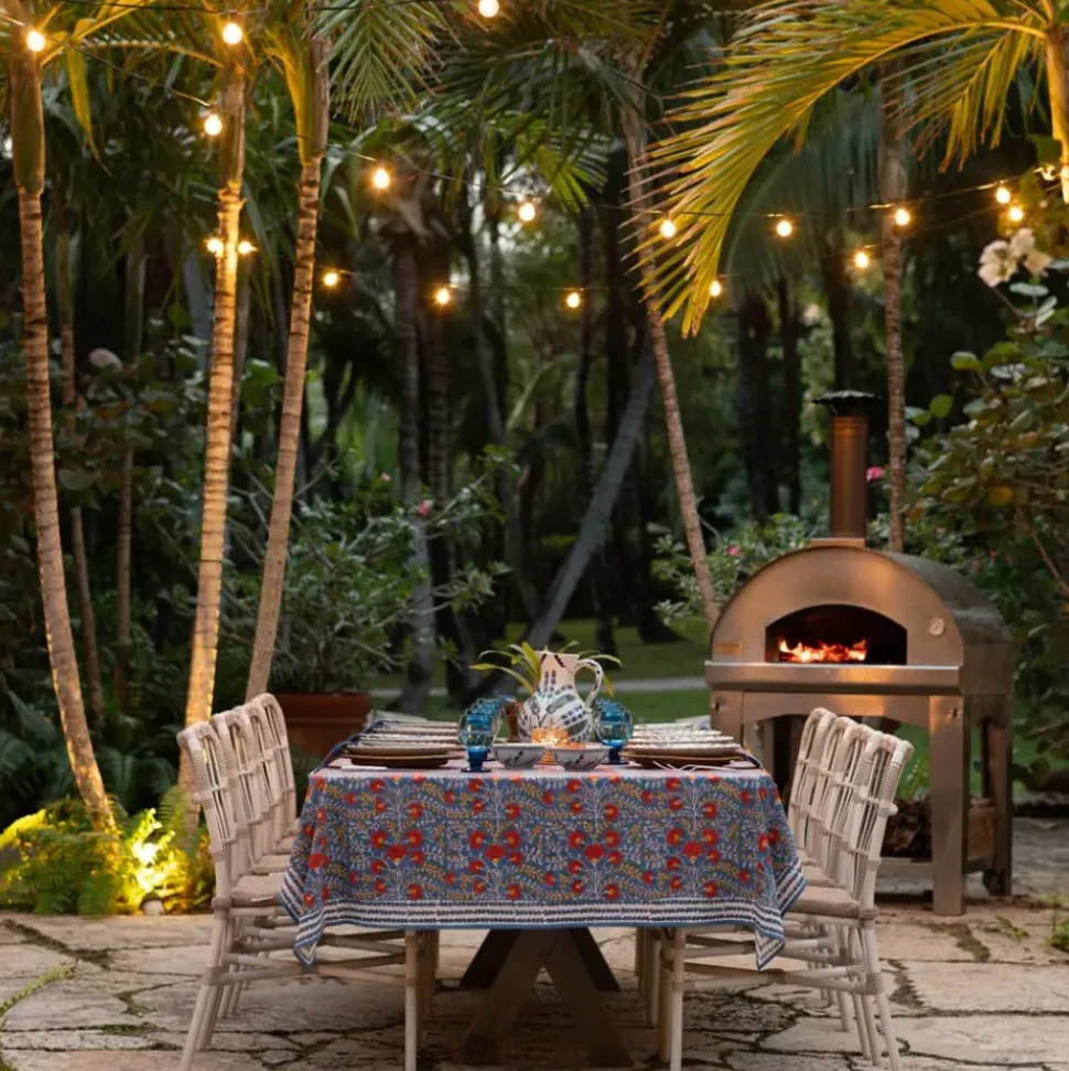 Cactus Flower Blue & Poppy Tablecloth