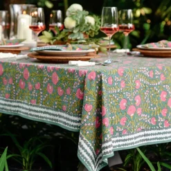 Cactus Flower Jade Tablecloth