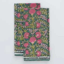 Cactus Flower Jade Tea Towels