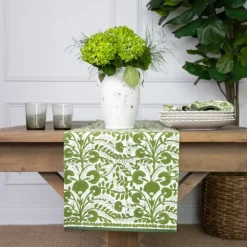 Cactus Flower Lettuce Green Table Runner