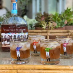 Classic Jockey Silks Bourbon Glass Mixed Set of 4