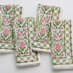 Dove & Cypress Pink & Green Napkin | Set of 4