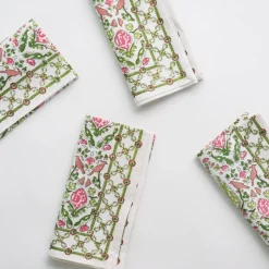 Dove & Cypress Pink & Green Napkin | Set of 4
