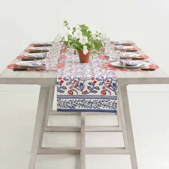 Emma Red & Blue Table Runner