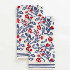 Emma Red & Blue Tea Towels
