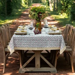 Fleur de Lis Antique Jade Tablecloth