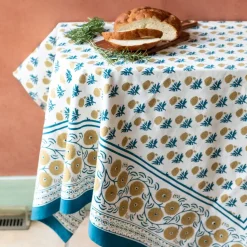 Gaya Teal & Marigold Tablecloth