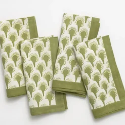 Geo Feather Moss Napkin | Set of 4
