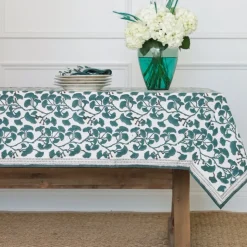 Ginkgo Teal Tablecloth