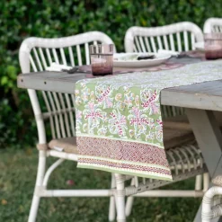 Grecian Palm Fern & Magenta Table Runner