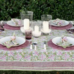 Grecian Palm Fern & Magenta Tablecloth