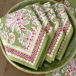 Grecian Palm Fern & Magenta Napkin | Set of 4