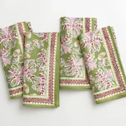 Grecian Palm Fern & Magenta Napkin | Set of 4