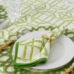 Green Edge Woven Round Placemats | Set 4