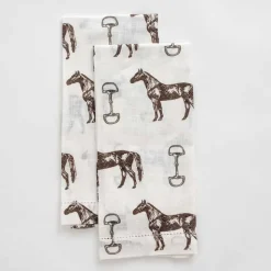 Horse and Snaffle Linen Fingertip Towels | Set of 2