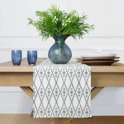 India Hicks Home Diamond Blue Table Runner