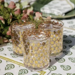 India Hicks Home Gold Cuban Cross Bourbon Glass | Set of 4