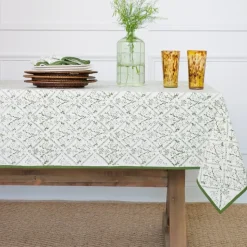 India Hicks Home Sea Ferns & Domino Hunter Green Tablecloth