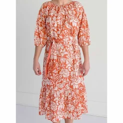 Mango Parrot Ruffle Midi Dress