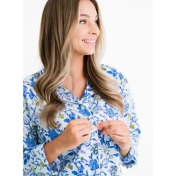 Mila Floral Blue Pajama Top