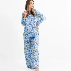 Mila Floral Blue Pajama Top