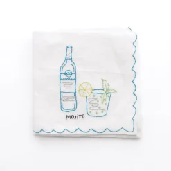 Mixed Drink Embroidered Linen Cocktail Napkins | Set of 6