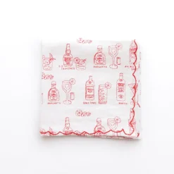 Mixed Drink Printed Linen Cocktail Napkins | Set of 6