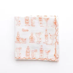 Mixed Drink Printed Linen Cocktail Napkins | Set of 6