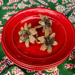 Multi Flower Beaded Napkin Ring | Set of 4