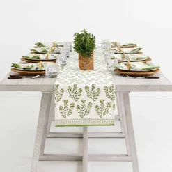 Phlox Green Table Runner
