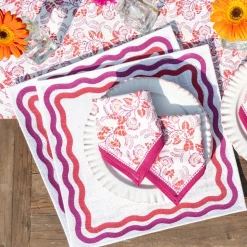 Pink Square Wave Placemat | Set of 4