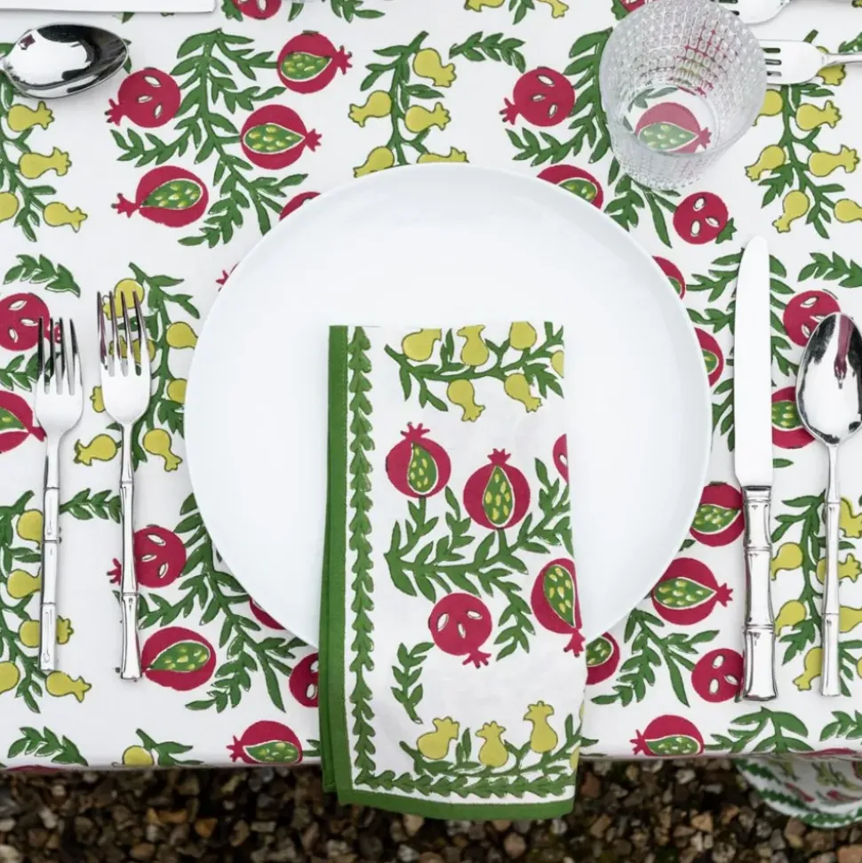 Pom Bells Basil & Magenta Napkin