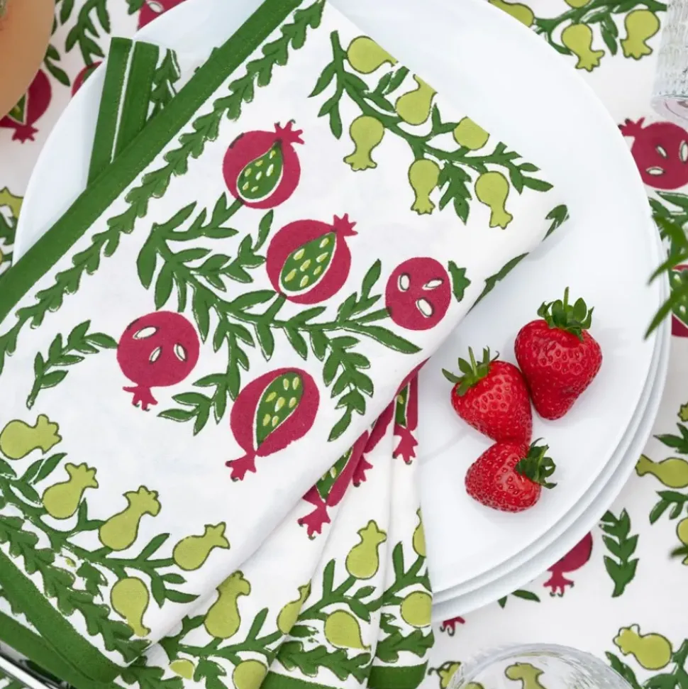 Pom Bells Basil & Magenta Napkin