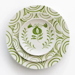 Pomegranate Crest Green Appetizer Plate | Set of 4