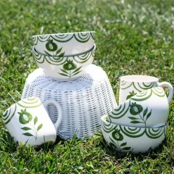 Pomegranate Crest Green Bowl | Set of 2