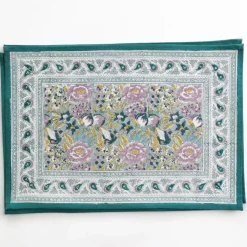 Pomegranate Garden Teal & Lilac Placemat | Set of 4