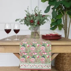 Pomegranate Garden Wine & Rose Table Runner