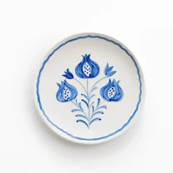 Pomegranate Trio Sketch Cobalt Blue Appetizer Plate | Set of 4