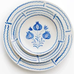 Pomegranate Trio Sketch Cobalt Blue Salad Plate | Set of 2
