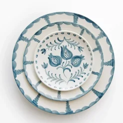 Pomegranate Trio Vine Teal Dinner Plate | Set of 2