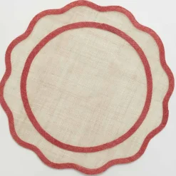 Red Scalloped Edge Woven Placemats | Set 4