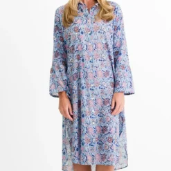 Taj Floral Blue Shifty Shirtdress
