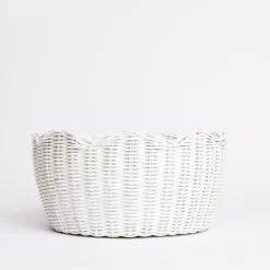 White Wicker Scalloped Bowl
