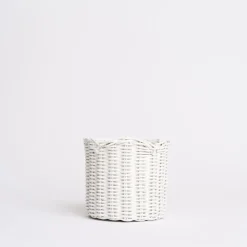 White Wicker Scalloped Container