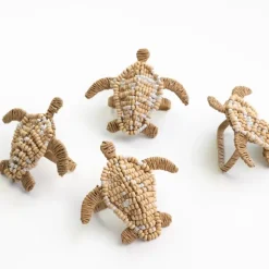 Wooden Bead Turtle Napkin Ring | Set of 4